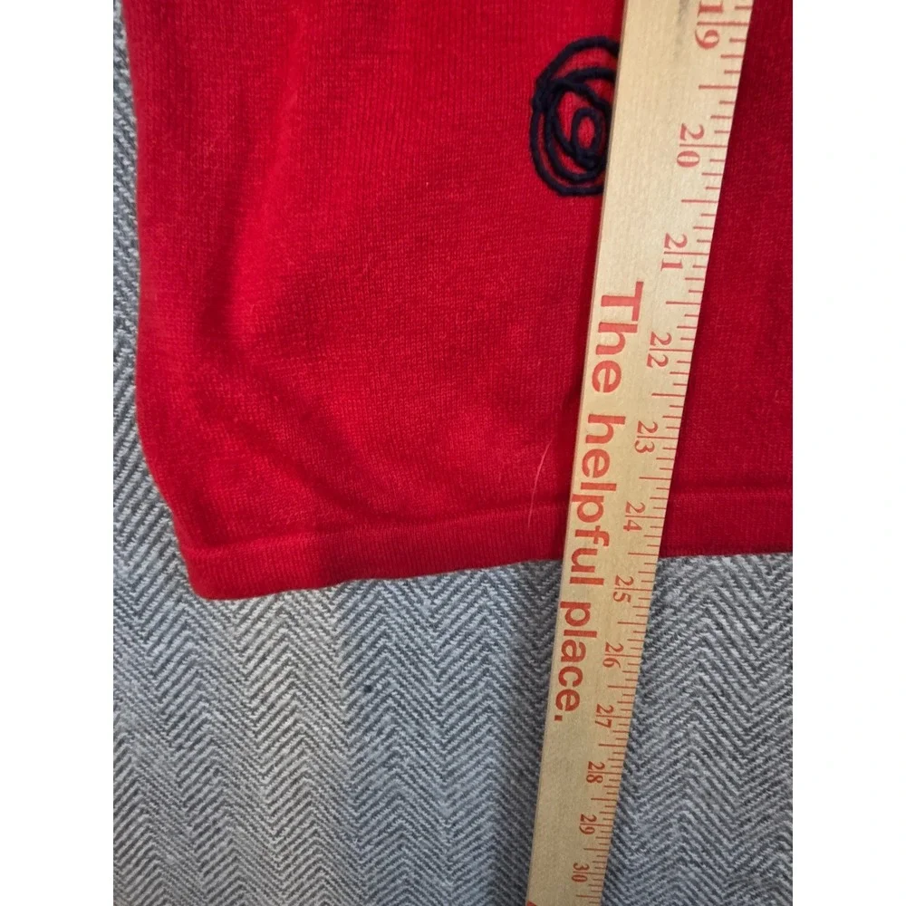 C.D. Daniels Red Cotton Knit Embroidered Swirl 3/4 Sleeve Sweater 1X
